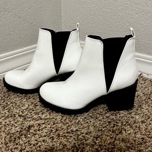 White ankle booties